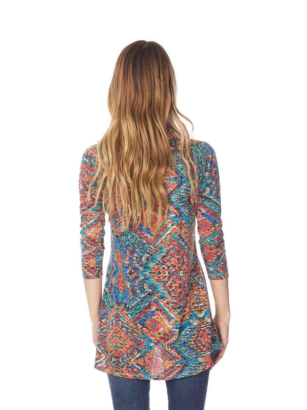 "Tapestry" Print Knit Jersey Burnout "Livia" Tunic-Wash