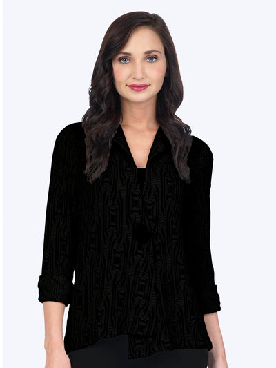 Tianello Ukah Knit Jacquard "Tobie" Jacket-Black