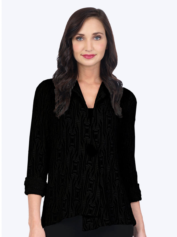 Tianello Ukah Knit Jacquard "Tobie" Jacket-Black
