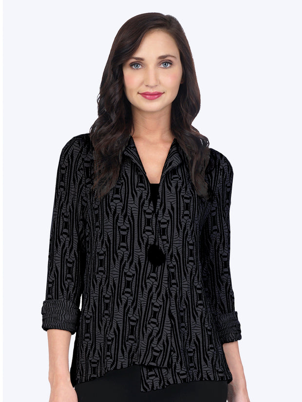 Tianello Ukah Knit Jacquard "Tobie" Jacket-Coal