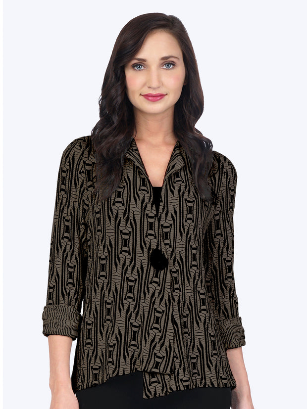 Tianello Ukah Knit Jacquard "Tobie" Jacket-Moss