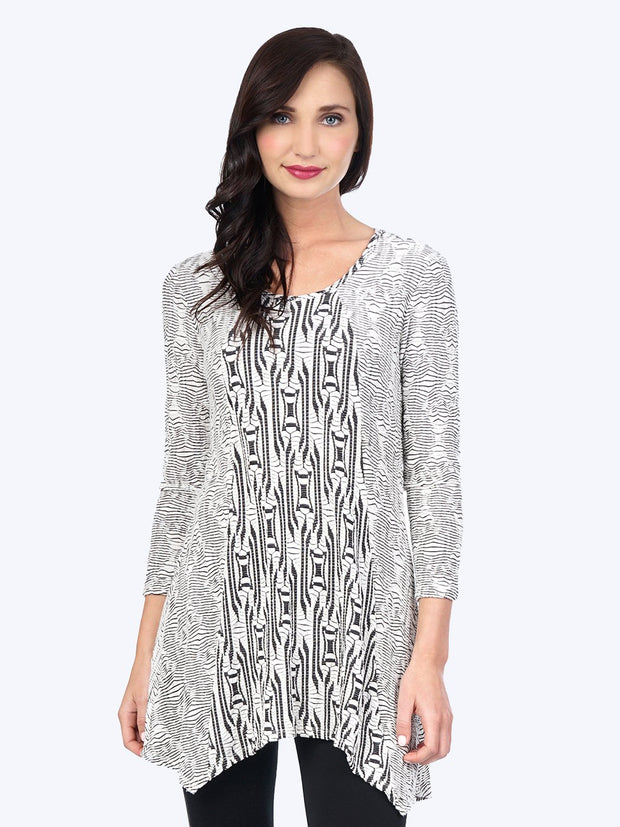 Tianello "Ukah"  Knit Jersey Jacquard "Aston" Tunic-Wash