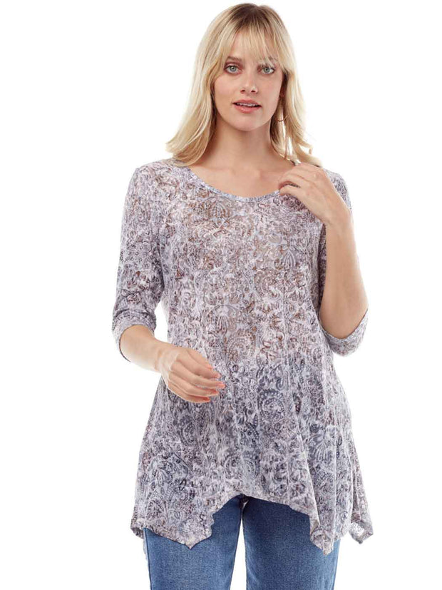 Tianello "Valencia" Print Cotton Burnout Asbury Tunic-Watermelon-WASH