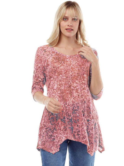 Tianello "Valencia" Print Cotton Burnout Asbury Tunic-Watermelon