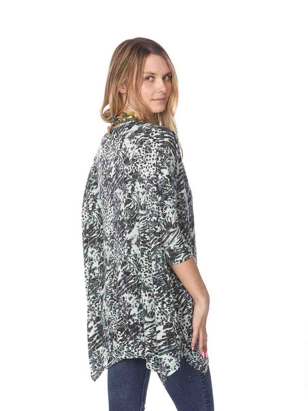 Tianello "Jengo" Print Cotton Burnout "ChilBury" Tunic-Mint