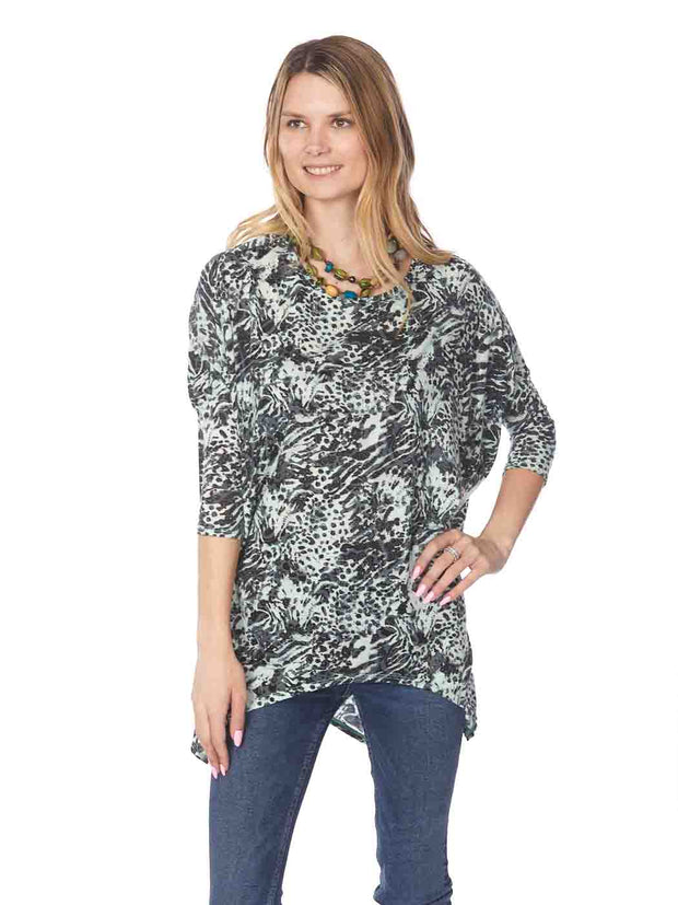 Tianello "Jengo" Print Cotton Burnout "ChilBury" Tunic-Mint