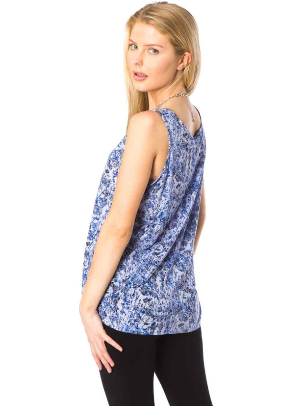 "ZONA" Printed Knit "Burnout"  Tank-Periwinkle