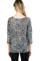 Zephora" Print Cotton Burnout Knit "Numi" Tunic-Milky Blue