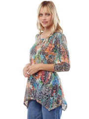 Tianello "Zesta" Print Cotton Burnout "Asbury" Tunic-WASH