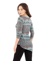 Tianello "Zuni" Print Knit Burnout Jacquard "Toni" Tunic