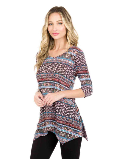 Tianello "Zuni" Print Cotton Burnout Asbury Tunic-Wash