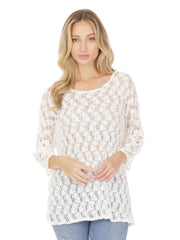 Kimba Knit Lace "NUMI" Blouse-White