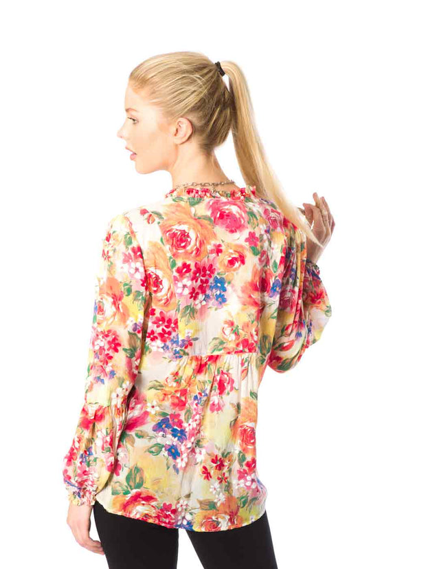 Tia "Antionette"  Blouse - Sueded CUPRO Rayon Georgette Printed