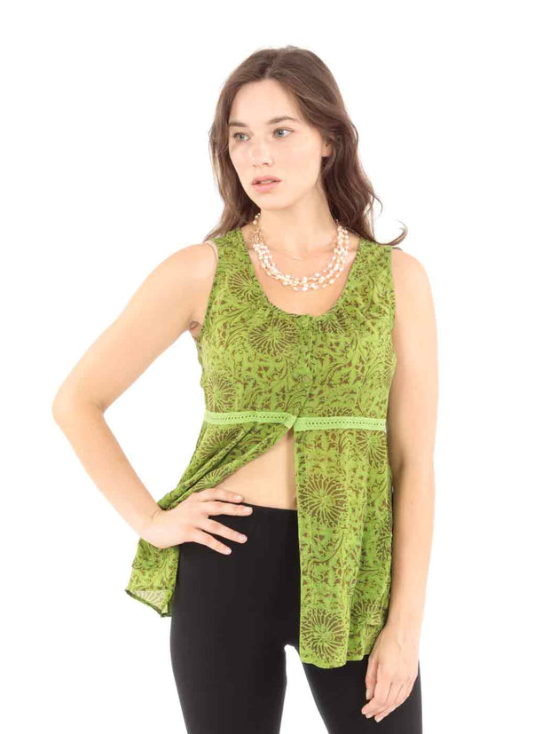 Sueded Cupro "Mamba" Print "Lindsey" Sleeveless Tank Blouse
