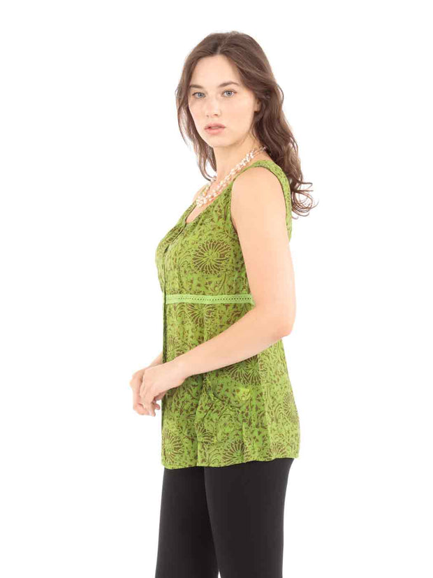 Sueded Cupro "Mamba" Print "Lindsey" Sleeveless Tank Blouse