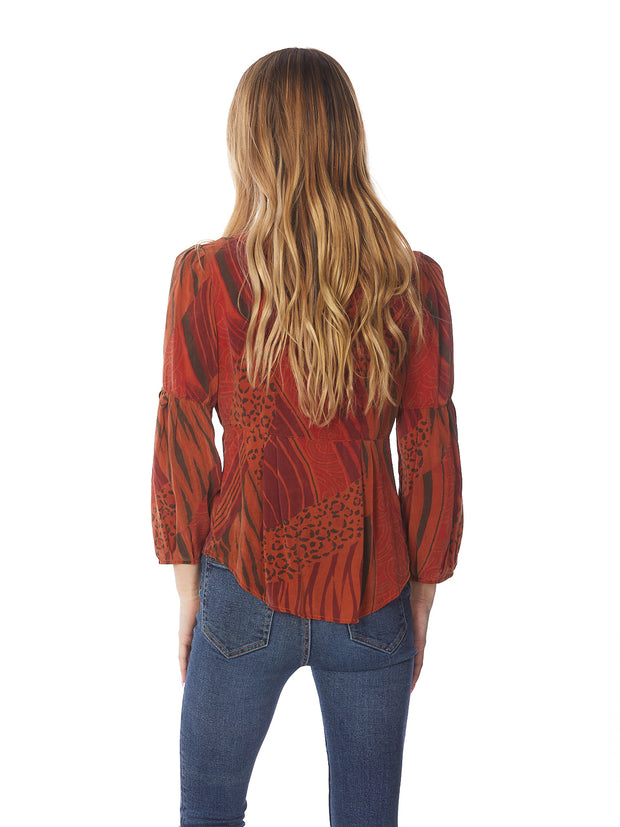 Tianello  - printed Sueded CUPRO Rayon Georgette "Yeva"  Blouse