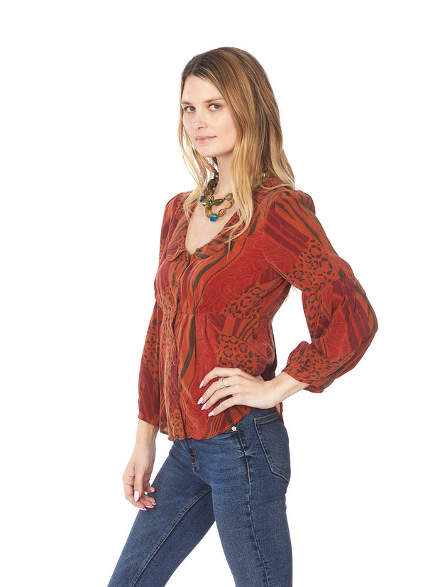 Tianello  - printed Sueded CUPRO Rayon Georgette "Yeva"  Blouse