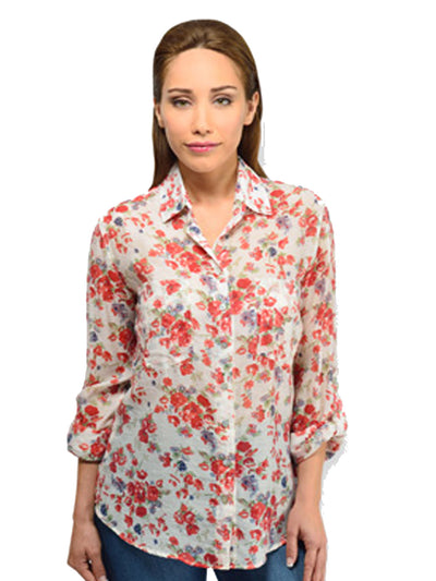 Tianello "Guerlain Rose"  Crinkle Cotton "Savoir" Blouse-Wash