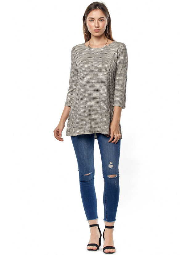 Tianello #63 French Knit Jersey Jacquard "Mara" Tunic-Wash