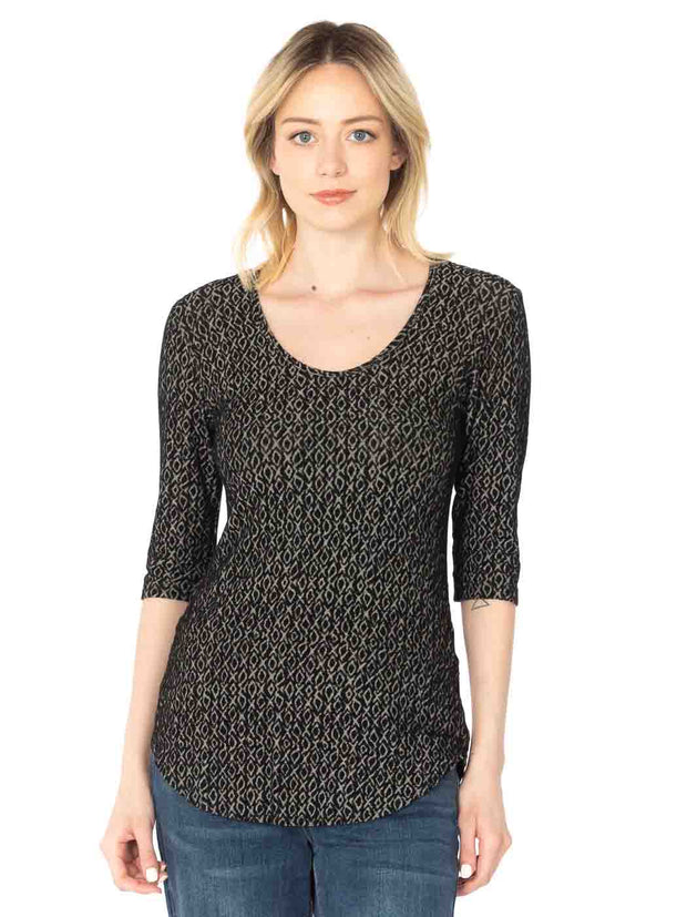 Tianello "XOXO" French Knit Jacquard  "Koi" Tee-Wash