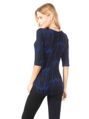 Tianello "Payson" French Knit Jacquard  "Koi" Tee-Cobalt