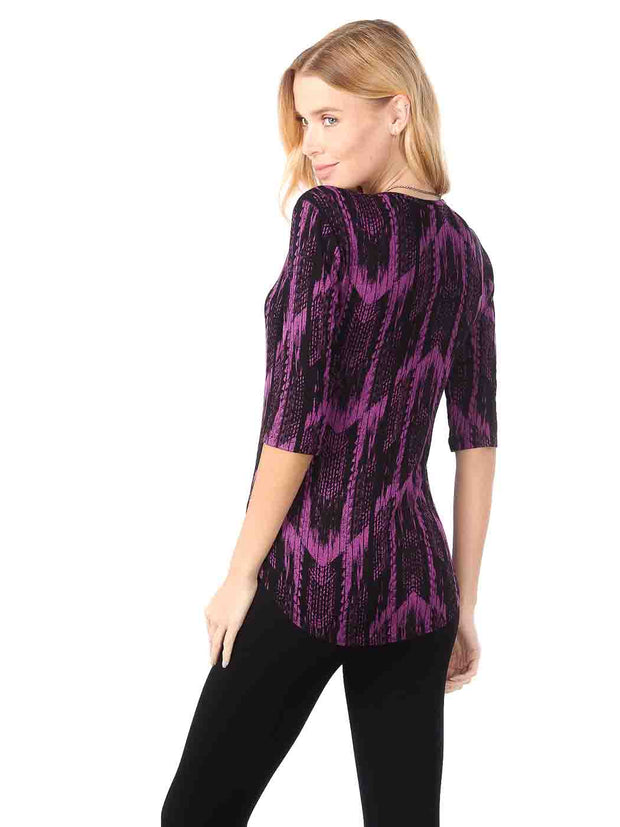 Tianello "Payson" French Knit Jacquard  "Koi" Tee-Violet