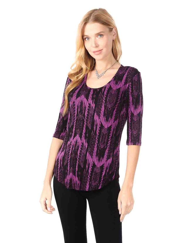 Tianello "Payson" French Knit Jacquard  "Koi" Tee-Violet