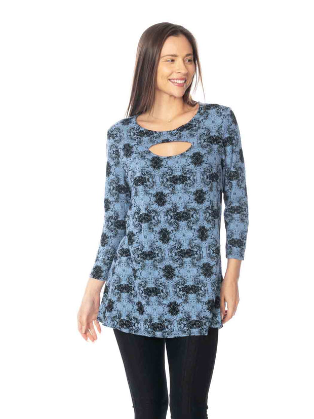 Tianello  "Ripple" French Knit "Bon Bon" Tunic-Periwinkle