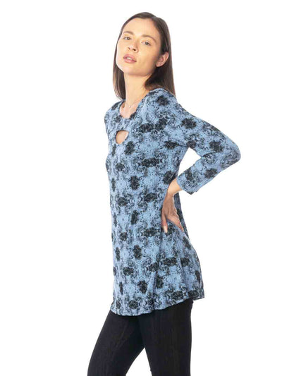 Tianello  "Ripple" French Knit "Bon Bon" Tunic-Periwinkle