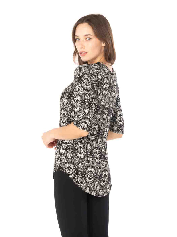 Tianello "Willow" French Knit Jacquard  "Koi" Tee-Wash