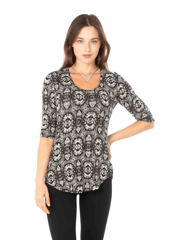 Tianello "Willow" French Knit Jacquard  "Koi" Tee-Wash