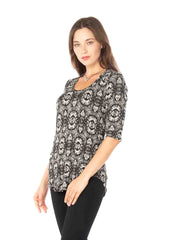 Tianello "Willow" French Knit Jacquard  "Koi" Tee-Wash