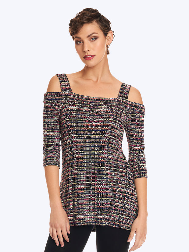 Tianello "Joaquin" French Knit, Cold Shoulder "Simha" Tunic-
Wash