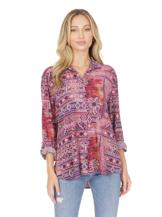 Tianello "Reza" print "Loving" Blouse-Purple