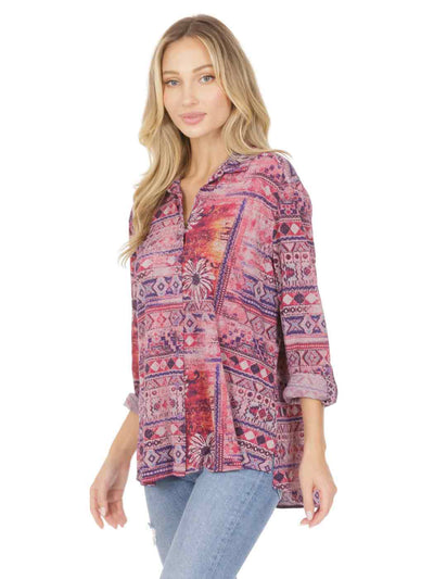 Tianello "Reza" print "Loving" Blouse-Purple