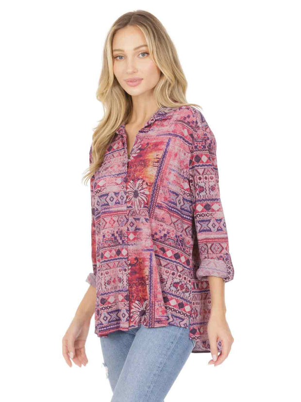 Tianello "Reza" print "Loving" Blouse-Purple