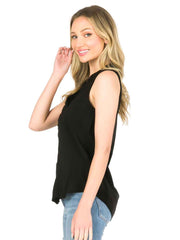"Ivy" Light Weight TENCEL™ "ELEVA"  Sleeveless Blouse-Black