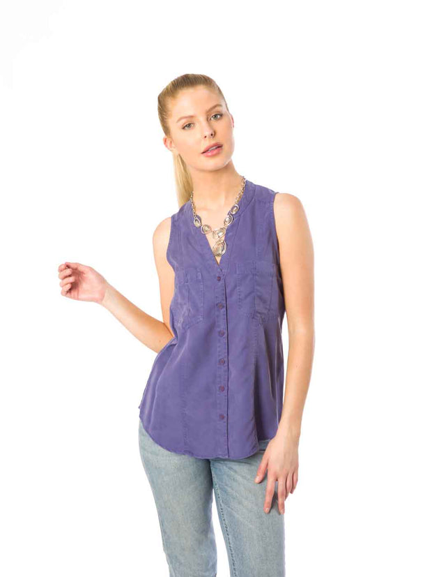 Tianello "Ivy" Light Weight TENCEL™ "ELEVA"  Sleeveless Blouse-Dusty Lilac