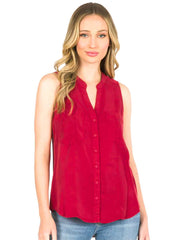 Tianello "Ivy" Light Weight TENCEL™ "ELEVA"  Sleeveless Blouse-Pomegranate