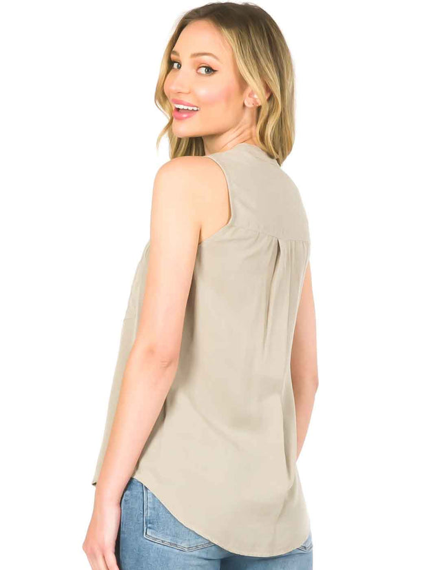 "Ivy" Light Weight TENCEL™ "ELEVA"  Sleeveless Blouse-Slate