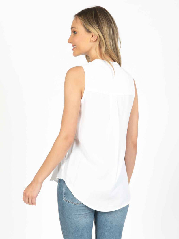 "Ivy" Light Weight TENCEL™ "ELEVA"  Sleeveless Blouse-White