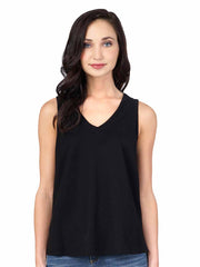 Tianello "Ivy" Light Weight TENCEL™ Erika Bias Tank Top-Black