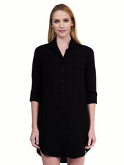Tianello "Ivy" Light Weight TENCEL™ Savoir Shirt Dress-Black