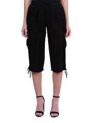 "Ivy  Light Weight TENCEL™" Cropped "Canyon" Cargo Pant-BLACK