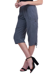 "Ivy  Light Weight TENCEL™" Cropped "Canyon" Cargo Pant-Coal