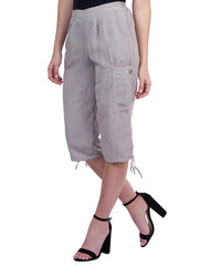 Tianello "Ivy"  Light Weight TENCEL™" Cropped "Canyon" Cargo Pant