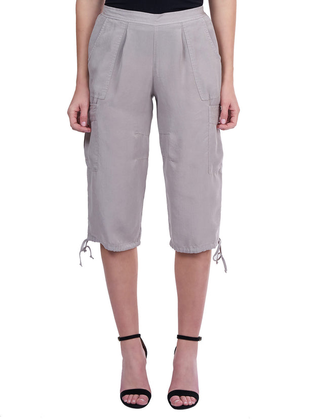 "Ivy  Light Weight TENCEL™" Cropped "Canyon" Cargo Pant-SLATE