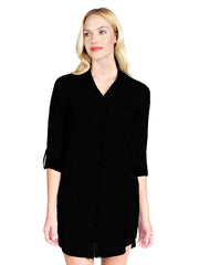 Linen Savoir Shirt Dress-Black