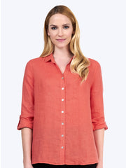 Tianello "Dena" Linen "Loving" Blouse-Coral