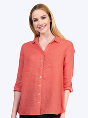 Tianello "Dena" Linen "Loving" Blouse-Coral